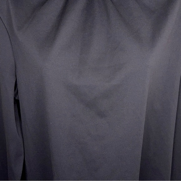 Vintage Ko Ko Knit Black Mock Neck Blouse Long Sleeve High Collar Pearl Accent - Picture 3 of 12